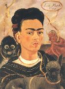 Frida Kahlo The self-portrait of artist and monkey oil on canvas